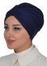 Astrid - Navy Blue Cotton Turban - Ayse Turban