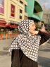 Atika - White Patterned Cotton Hijab - Mirach