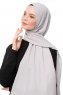 Aylin - Light Grey Medine Silk Hijab - Gülsoy