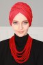 Fiona - Red Cotton Turban - Ayse Turban