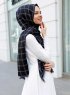 Betulle - Black Patterned Hijab - Sal Evi