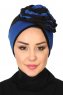 Clara - Blue & Black Cotton Turban