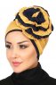 Clara - Mustard & Navy Blue Cotton Turban