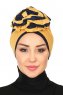 Clara - Mustard & Navy Blue Cotton Turban