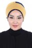 Clara - Mustard & Navy Blue Cotton Turban