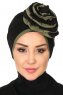 Clara - Black & Khaki Cotton Turban