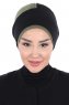 Clara - Black & Khaki Cotton Turban