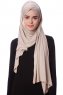 Eslem - Light Taupe Pile Jersey Hijab - Ecardin