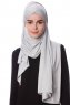 Eslem - Light Grey Pile Jersey Hijab - Ecardin