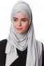 Eslem - Light Grey Pile Jersey Hijab - Ecardin