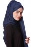 Eslem - Navy Blue Pile Jersey Hijab - Ecardin