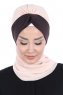 Gill - Beige & Brown Chiffon Turban