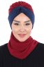 Gill - Bordeaux & Navy Blue Chiffon Turban