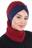 Gill - Bordeaux & Navy Blue Chiffon Turban
