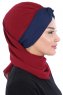 Gill - Bordeaux & Navy Blue Chiffon Turban