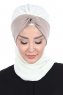Gill - Creme & Taupe Chiffon Turban