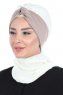 Gill - Creme & Taupe Chiffon Turban