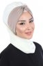 Gill - Creme & Taupe Chiffon Turban