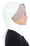 Gill - Creme & Taupe Chiffon Turban