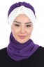 Gill - Purple & Creme Chiffon Turban