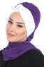 Gill - Purple & Creme Chiffon Turban
