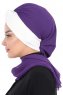 Gill - Purple & Creme Chiffon Turban