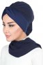 Gill - Navy Blue & Navy Blue Chiffon Turban