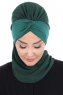 Gill - Dark Green & Dark Green Chiffon Turban