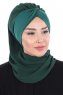 Gill - Dark Green & Dark Green Chiffon Turban