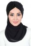 Gill - Black & Black Chiffon Turban