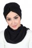 Gill - Black & Black Chiffon Turban