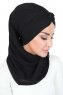 Gill - Black & Black Chiffon Turban