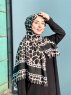 Iza - Black & Creme Patterned Cotton Hijab - Mirach