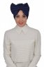 Julia - Navy Blue Cotton Turban - Ayse Turban