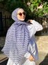 Malala - Navy Blue Patterned Cotton Hijab