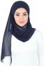 Malin - Navy Blue Practical Chiffon Hijab