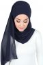 Malin - Navy Blue Practical Chiffon Hijab