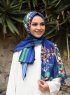 Marwa - Blue Patterned Crepe Hijab