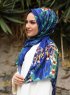 Marwa - Blue Patterned Crepe Hijab