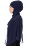 Mehtap - Navy Blue Practical One Piece Chiffon Hijab