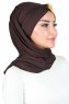 Mikaela - Brown & Mustard Practical Cotton Hijab