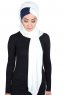 Mikaela - Creme & Navy Blue Practical Cotton Hijab