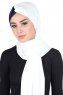 Mikaela - Creme & Navy Blue Practical Cotton Hijab