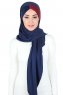 Mikaela - Navy Blue & Bordeaux Practical Cotton Hijab