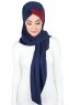 Mikaela - Navy Blue & Bordeaux Practical Cotton Hijab
