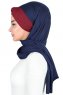 Mikaela - Navy Blue & Bordeaux Practical Cotton Hijab