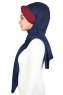 Mikaela - Navy Blue & Bordeaux Practical Cotton Hijab