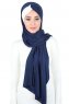 Mikaela - Navy Blue & Creme Practical Cotton Hijab