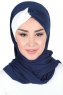 Mikaela - Navy Blue & Creme Practical Cotton Hijab