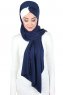 Mikaela - Navy Blue & Creme Practical Cotton Hijab